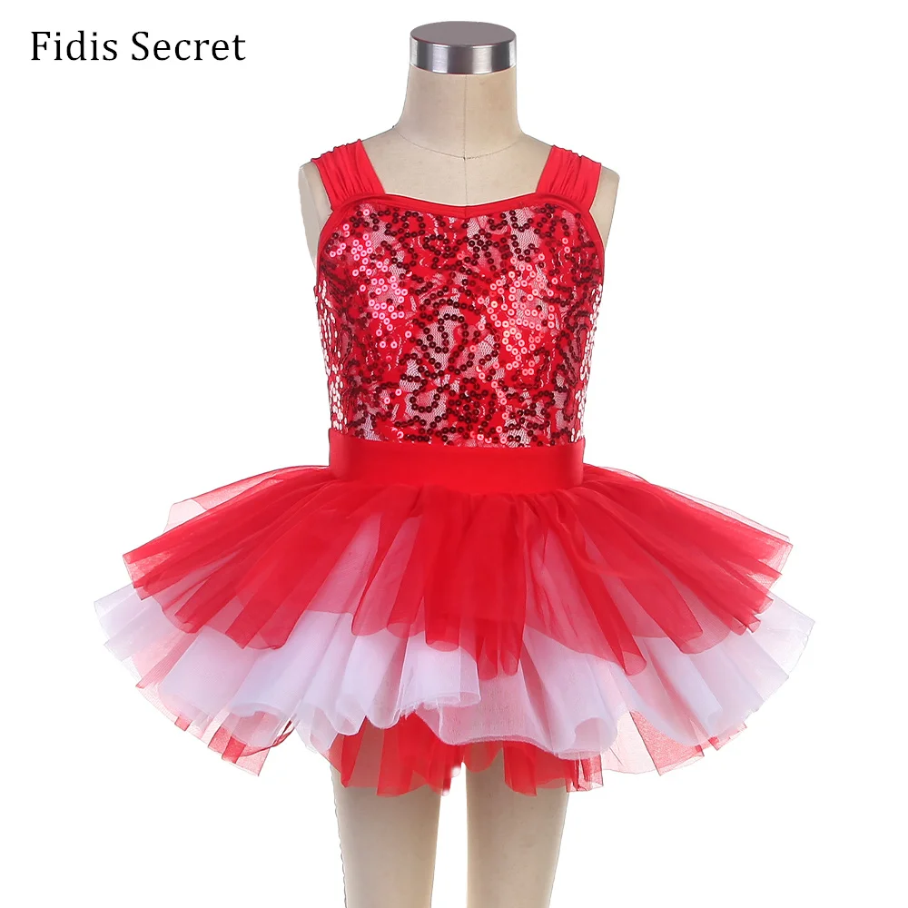 

Red Ballet Tutu Sequins Spandex Bodice Leotard Dress Child Stage Performance Dancing Costumes Girls Birthday/Party/Jazz Skirts