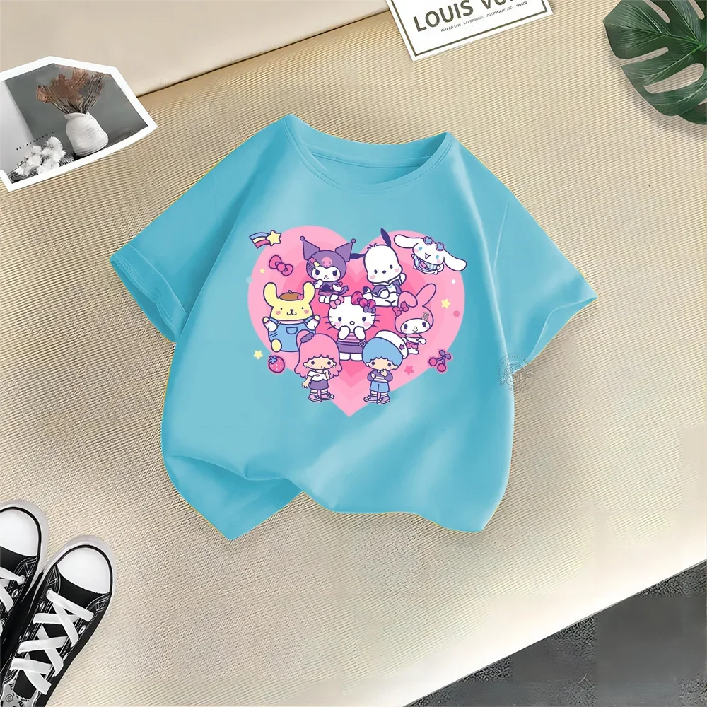 Playful Kulomi Summer Children's Cotton T-shirt Cute Sanrio Cartoon Boy Girl T-shirt Fashion casual baby girl children'sclothing