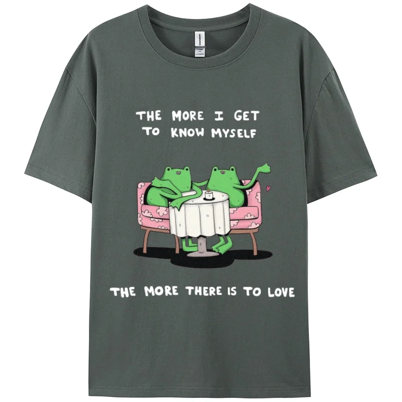 Men And Women Frog Letter Print Women's Cotton T-shirt White Y2K Oversized Summer Comfortable Short Sleeve Fairy Casual Wear