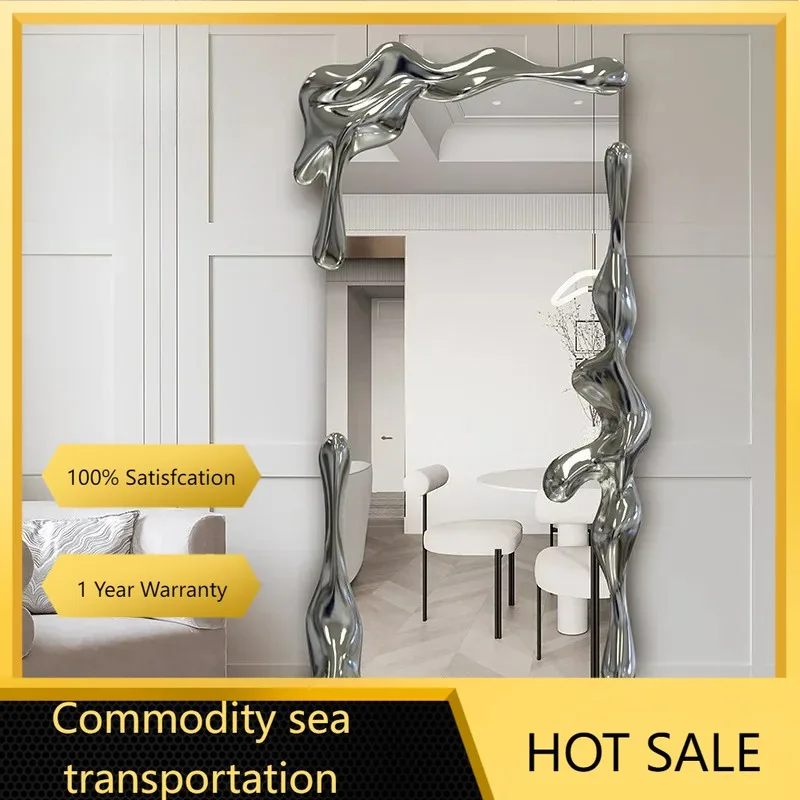 A-High-end Light Luxury Water Ripple Home Villa Floor Mirror Dressing Mirror Visual Decorative Mirror X