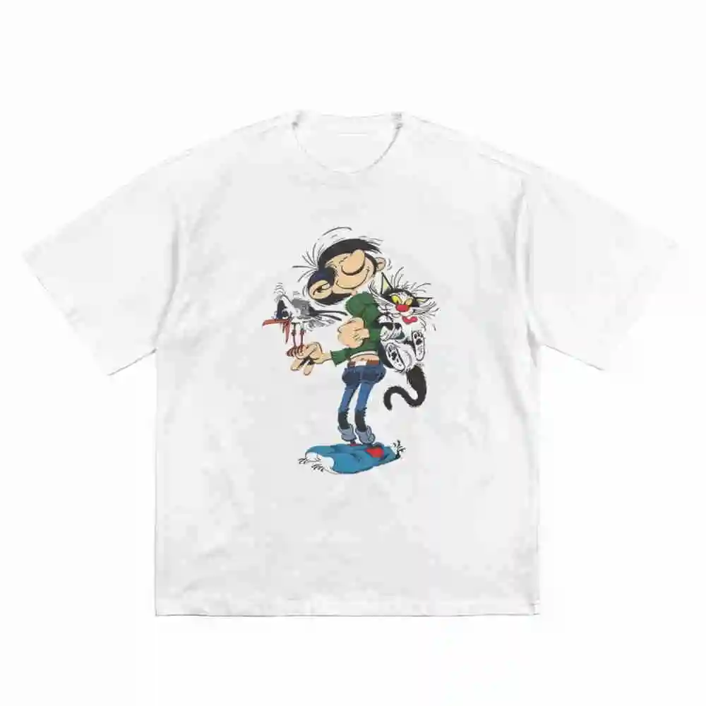 Gaston Lagaffe Comics Short Sleeve Tee 100% Cotton T-Shirt