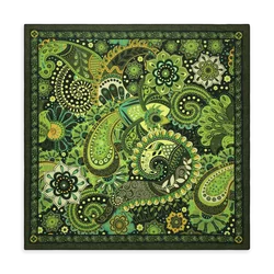 100%Cotton 55CM Olive Green Court Style Paisley Bandana Kerchief Hip Hop Hair Band  Headwear Wrist Wraps Head Square Scarves