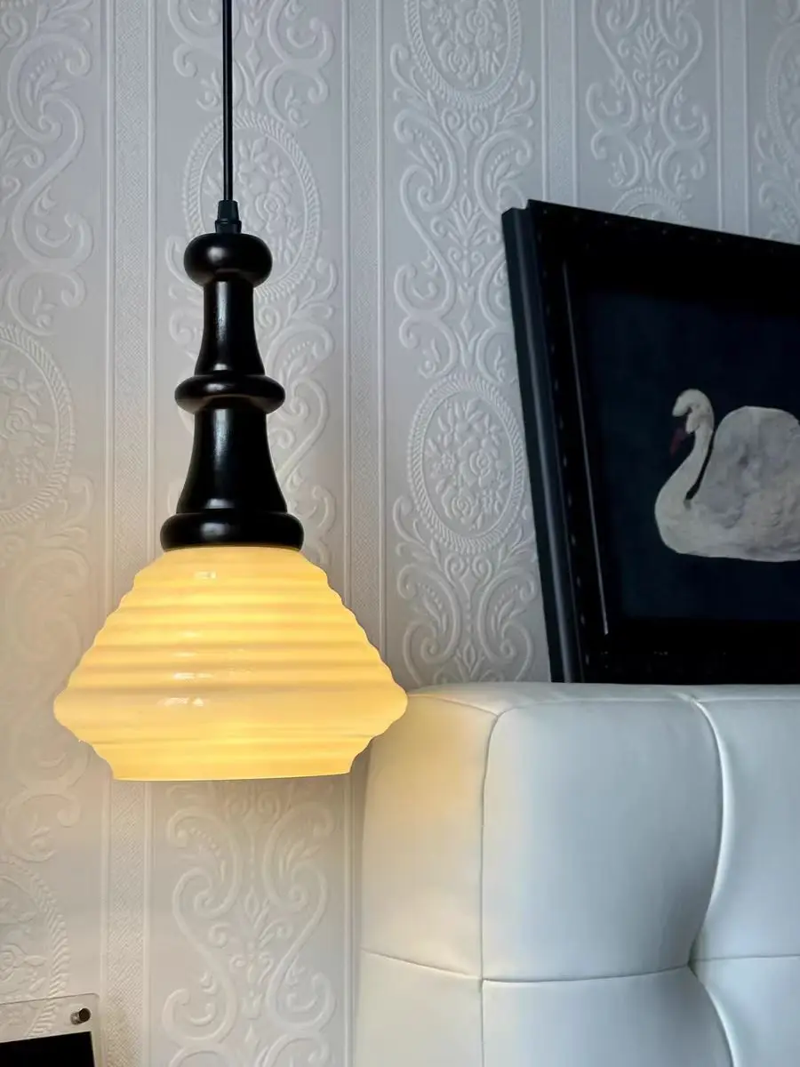 

French Vintage Glass Pendant Light For Bedroom Dining Tables Coffee Table Kitchen Japan Long Line Hanging Chandelier Home Decor