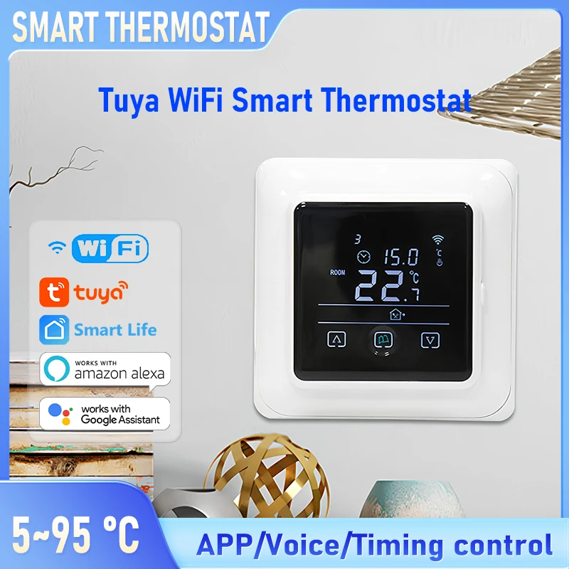 

Tuya WiFi Thermostat - 16A Electric Heater Temperature Control System,APP/Voice Remote Control Work With Alexa/Google Assistant