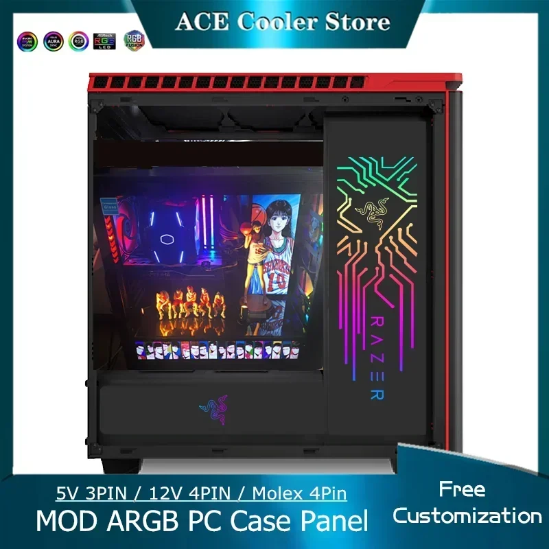 Đổi ARGB PC Ốp Lưng Chiếu Sáng VGA Bảng Điều Khiển Bên Hông Miếng Dán Mặt Sau Máy Tính Game Thủ Tủ Trang Trí DIY Nước Làm Mát RGB Đĩa Hào Quang đồng Bộ