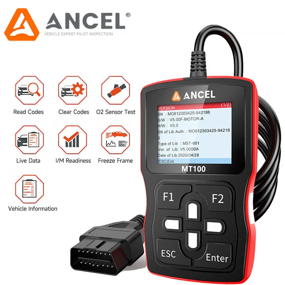 

ANCEL MT100 Motorcycle Diagnostic Tool Engine Check Code Reader OBD2 Motorcycle Scanner for YAMAHA /HONDA/SUZUKI Free Update