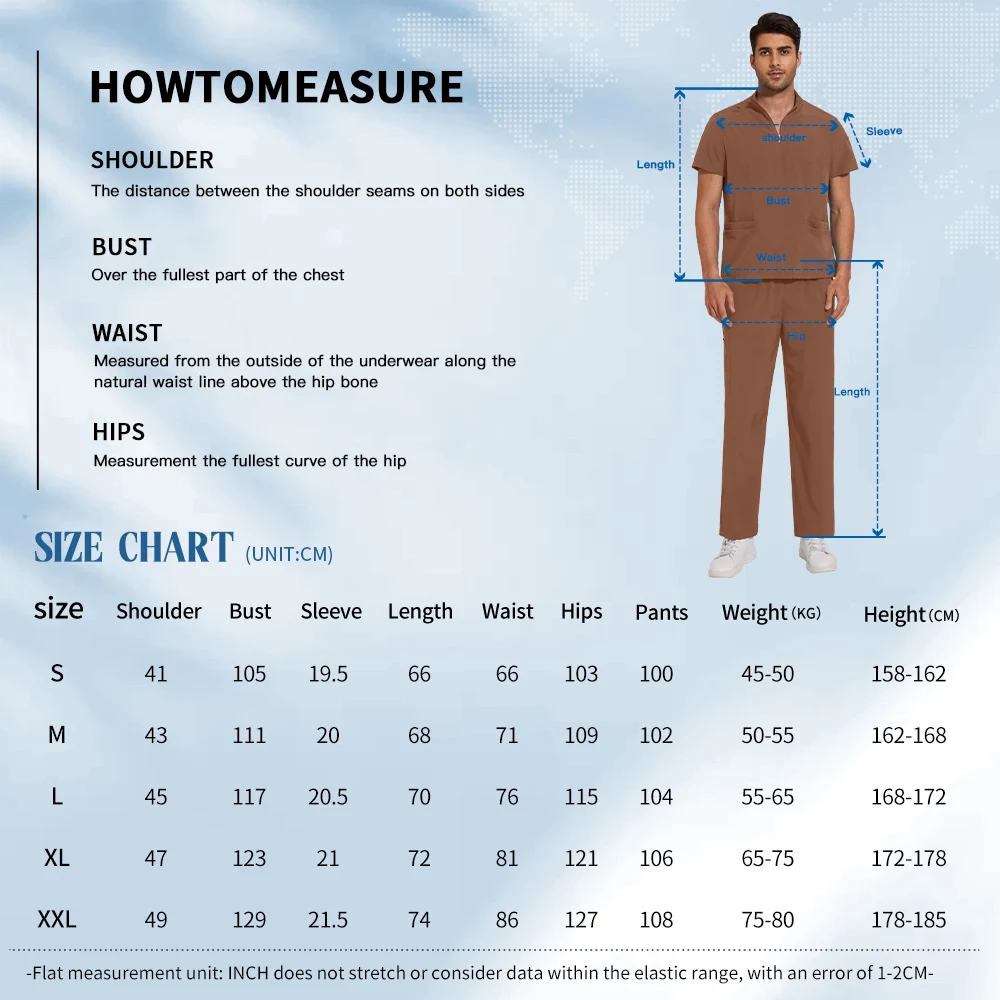 Niaahinn Operatiekamer Uniform Unisex Medische Scrubs Set Schoonheidssalon Werkkleding V-hals Ziekenhuis Arts Chirurgische Werkkleding Mannen