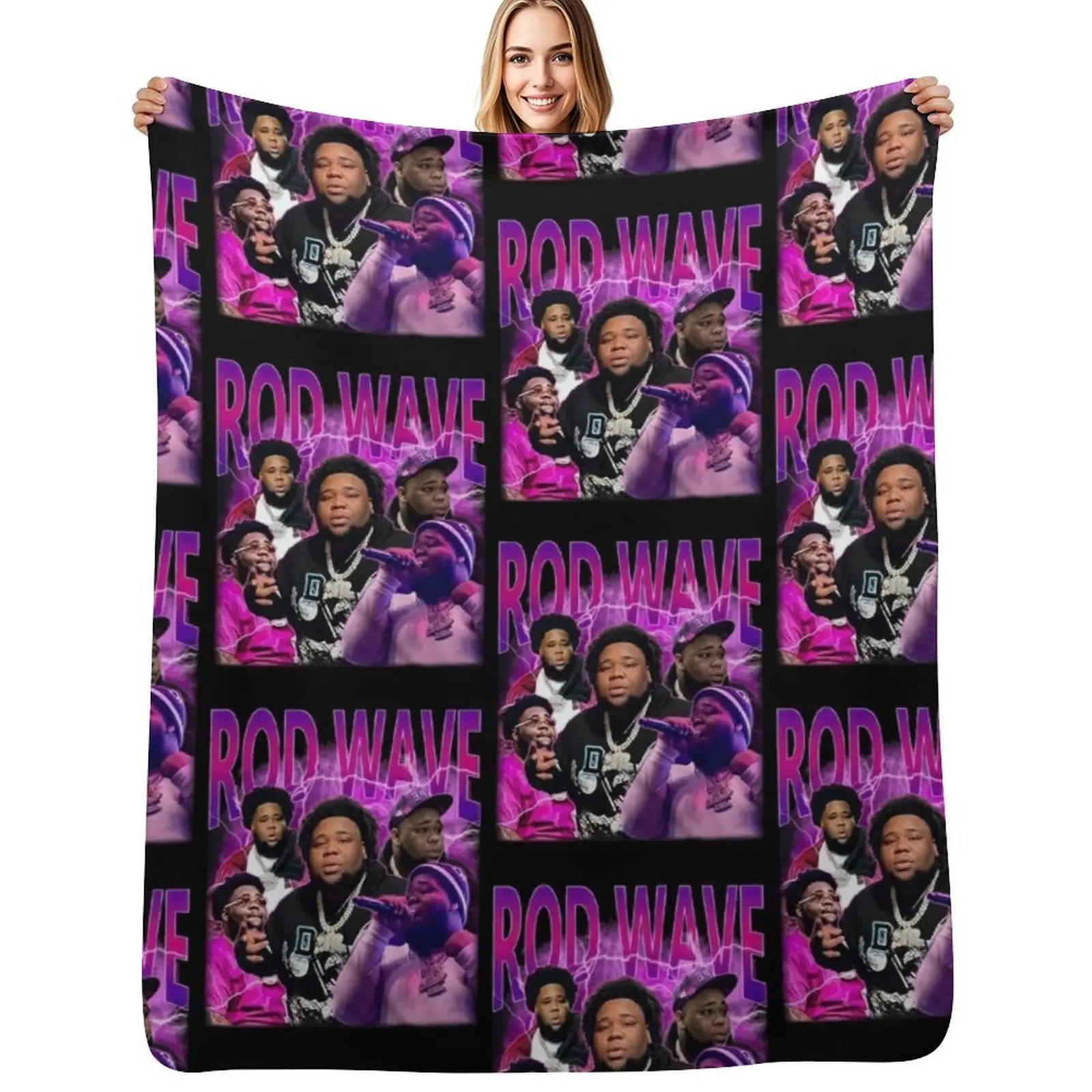 Rod Wave Retro Throw Blanket Anti Shedding Soft Fuzzy Blanket for Home