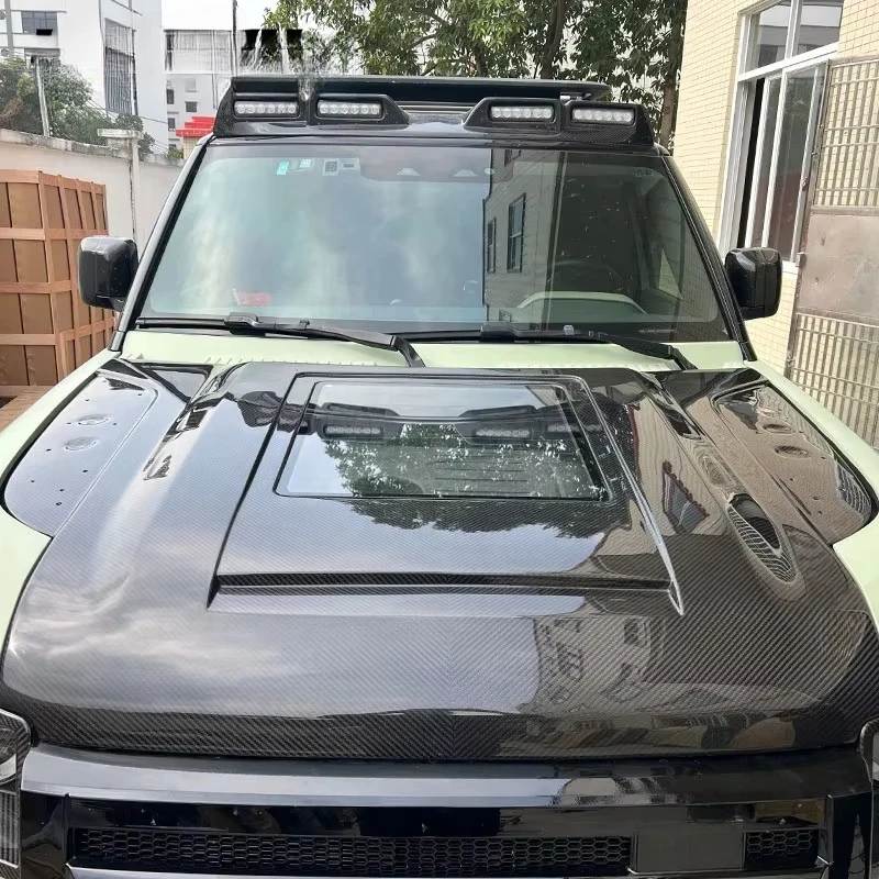 

Auto Body Systems Transparent Engine Hood Defender 90 110 130 Dry Carbon Fiber Front Bonnet