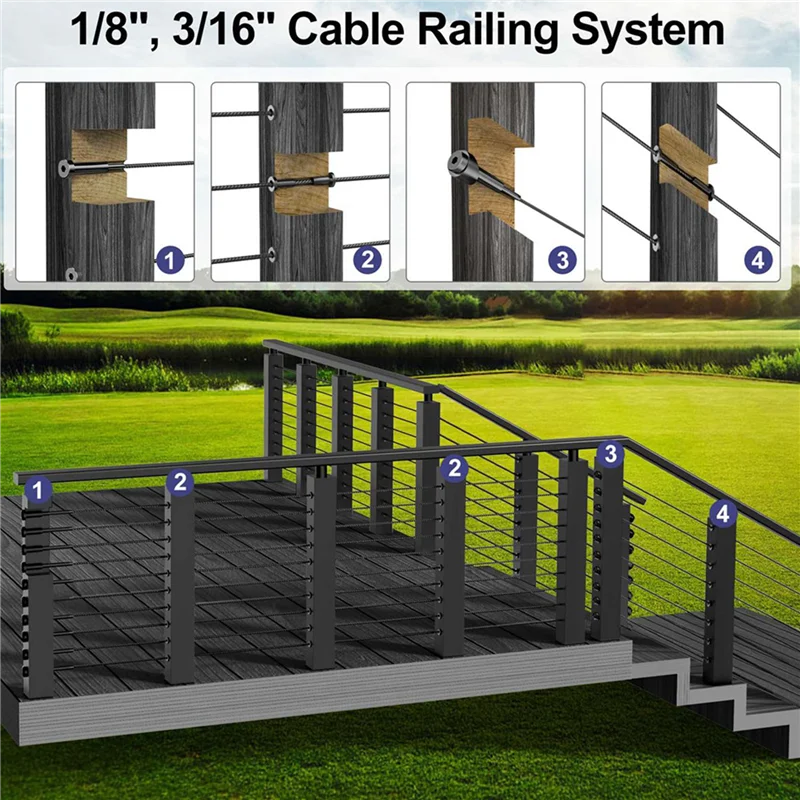 A98E-40 Pack 5/16Inch ID Black Angle Washers For Cable Railing Posts, For 1/8Inch, 3/16Inch Invisible Cable Railing Hardware