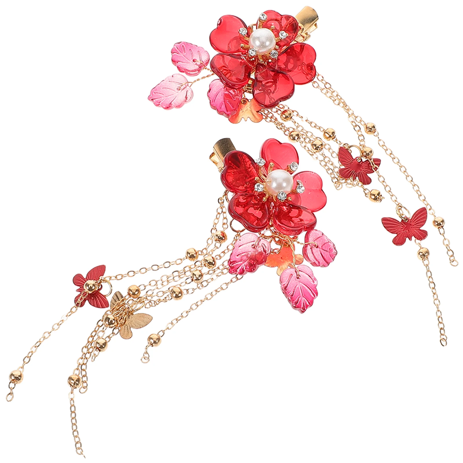 

Long Tassels Flower Hairpins Style Barrettes Durable Clips Bright Color Design Wedding Party Accessories