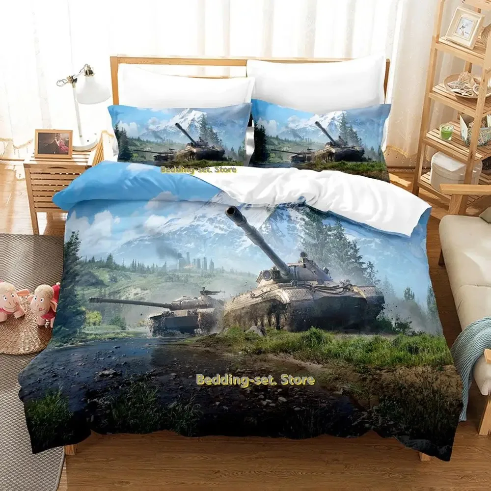 

World Of Tanks Bedding Set Single Twin Full Queen King Size Bed Set Adult Kid Bedroom Duvetcover Sets Anime parure de lit Bed