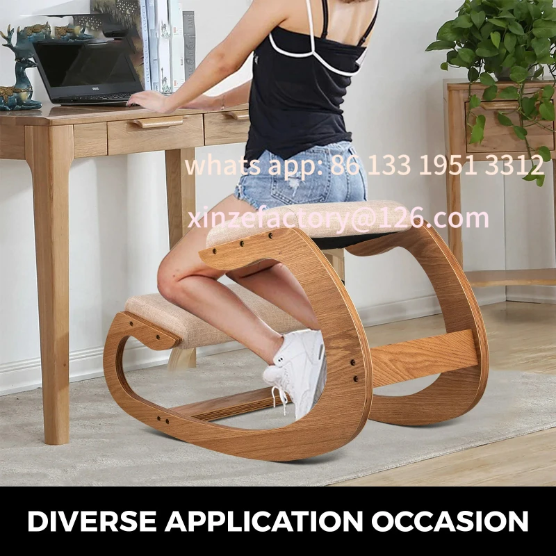 

Customizable Ergonomic Rocking Wooden Kneeling Chair Correct Posture Computer Chair Original Home Office Furniture