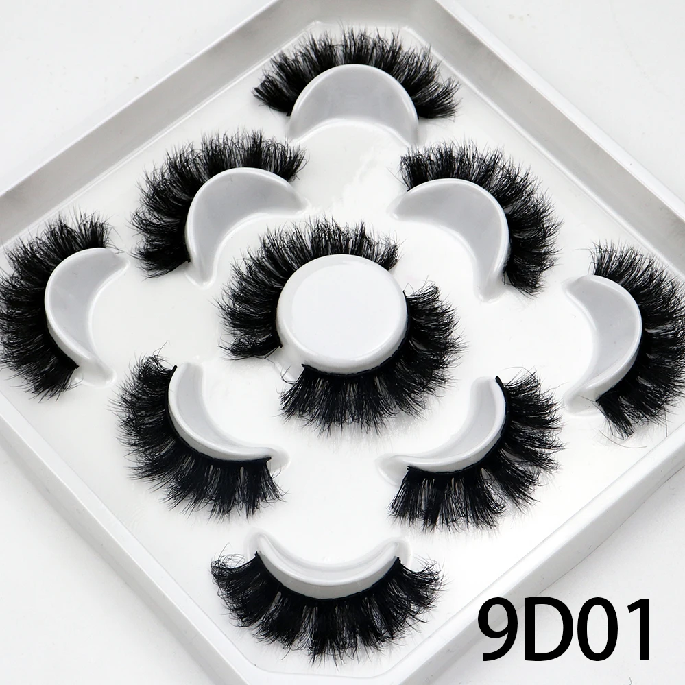 Korea 5 Paare 25mm Nerz Wimpern einzelne natürliche flauschige falsche Wimpern dichte Verlängerung Nerz Wimpern Großhandel Make-up Toole – Detail 1