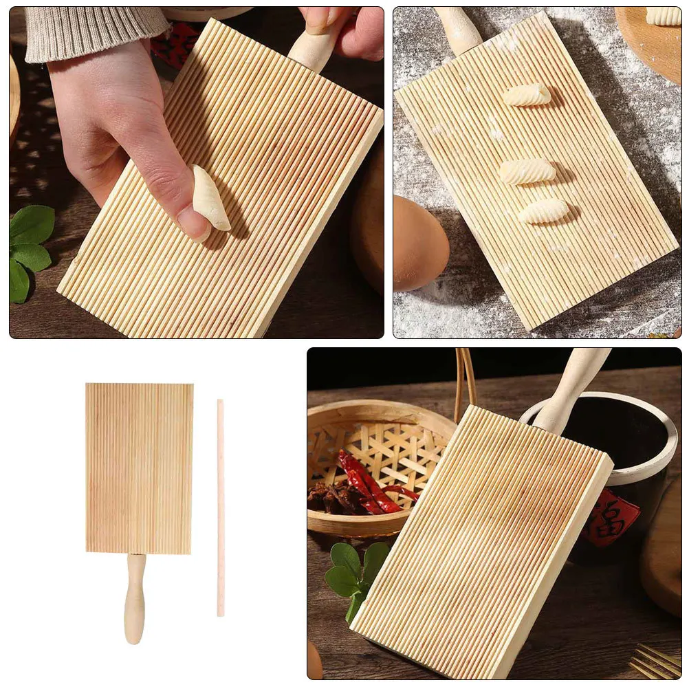1 مجموعة من صناع Gnocchi مقاومة للاهتراء لوح خشبي عصا لصنع العجين المعكرونة أدوات مطبخ طقم مجداف Gnocchi المنزلية