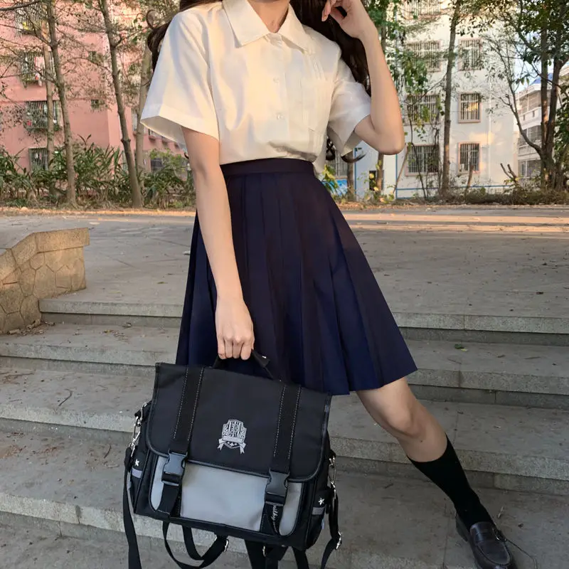 Bianco ort Sve Chiffon JK School Sle irt Donna Estate Faionable Versatile Top di piccole dimensioni Coreano Sle Loose Fit