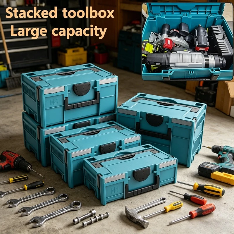 Multi-Functional Stackable Tool Box Durable Hardware Storage Case Universal Repair Tools Organizer Box for Home Workshop