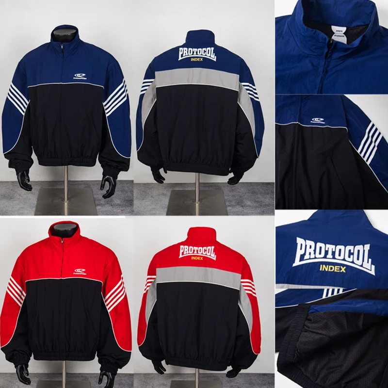 

Stock Korean Style Protocol Index Coat Windbreaker Men Women Casual Color Clashing Windproof Protocol Index Windbreaker Coat