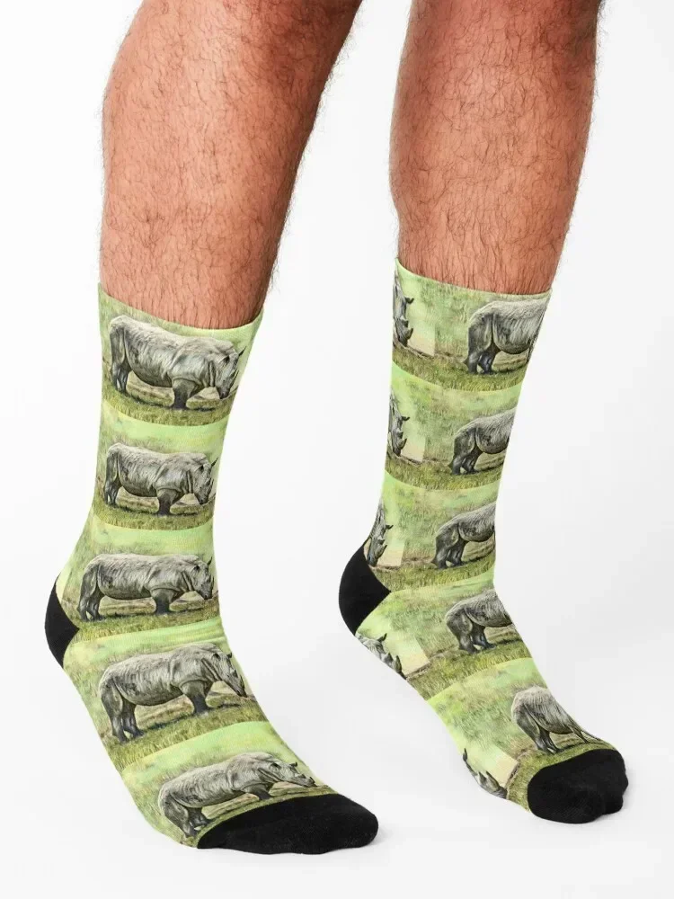 Rhino in the Field Socks men cotton high quality anti-slip Mens Socks Women's