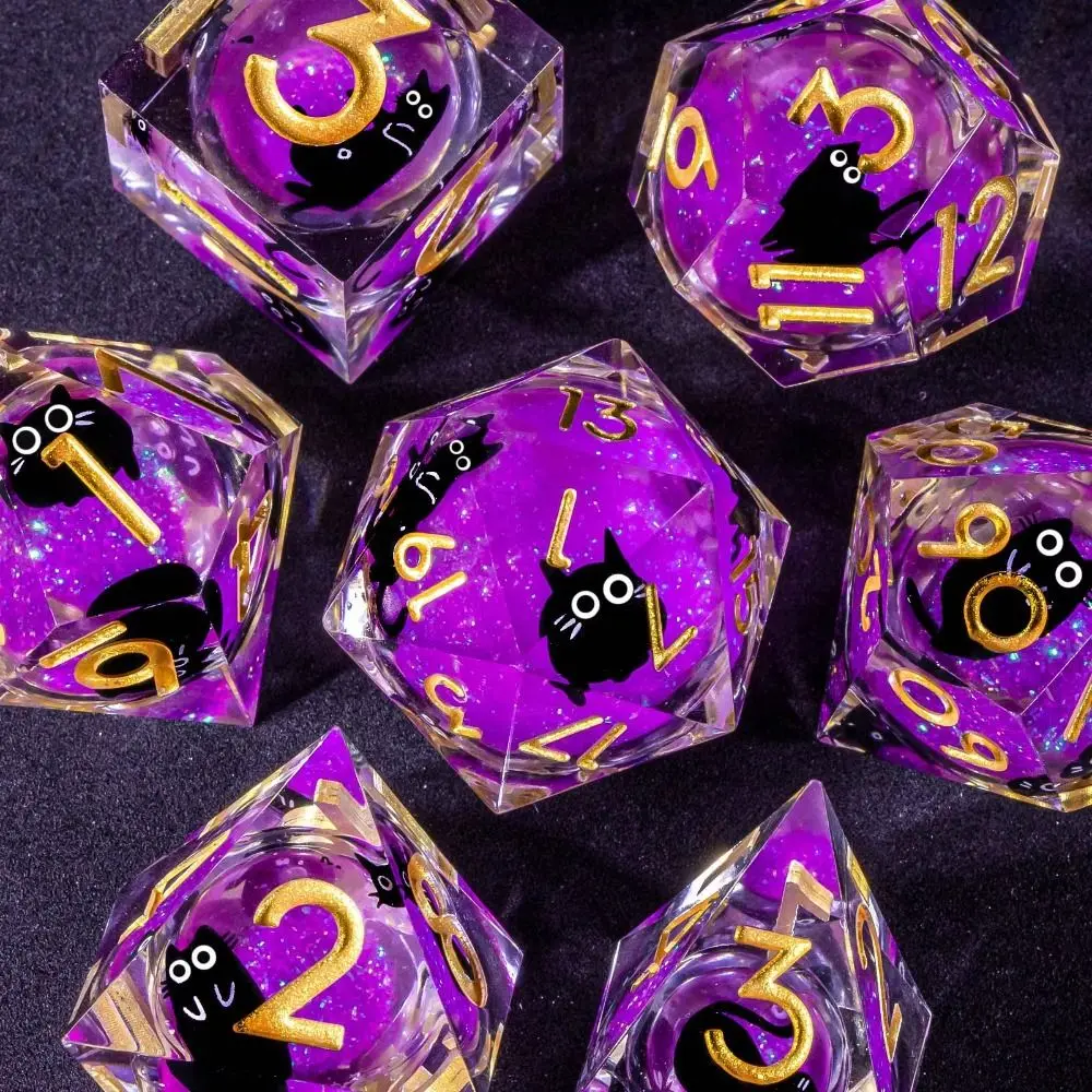 

New 7-Piece Dice Set Purple Sand Resin Dice Set Handmade Resin Polyhedral Dice Set Polyhedral Shape Polyhedron RPG Dice Set
