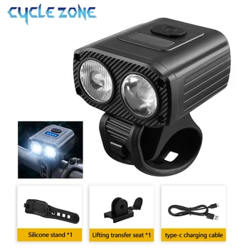 5 Modes Bicycle Front Lamp Type-C Rechangeable Bike Headlamp High Beam Low Beam Bike Handlebar Headlight Bicycle Accessories