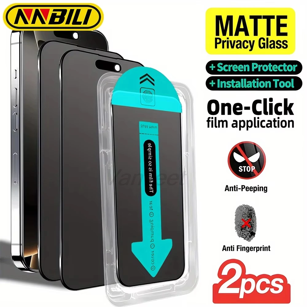 

2-3PCS Anti-Spy Temered Glass For iPhone 17 17 Pro Max 16 13 15 Pro Max 15 12 14 11 16e Air X Matter Dust Free Screen Protector