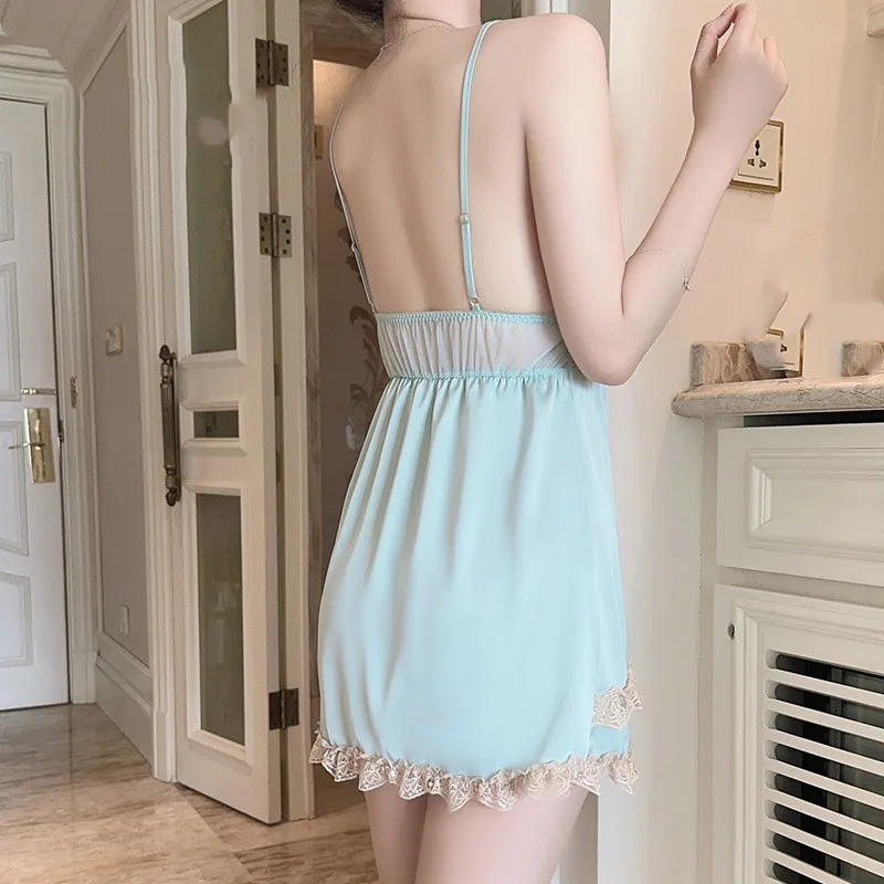 Sexy Kant Twinset Gewaad Set Nachtjapon Jarretel Nachthemd Zomer Badjas Jurk Losse Zijde Satijn Homewear