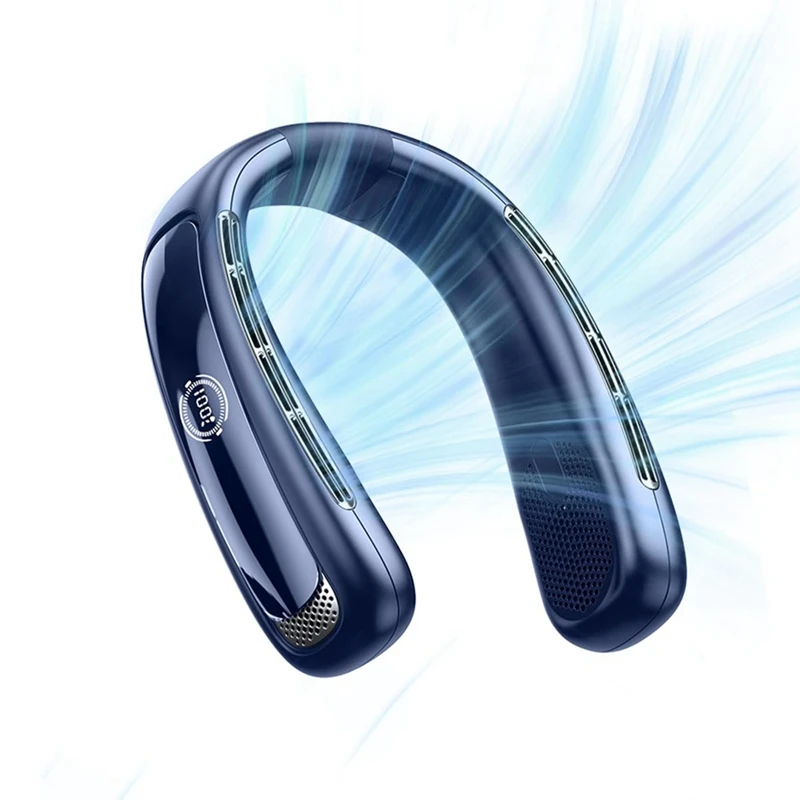 

5200Mah Rechargeable Portable Neck Fan: 5-Speed, Bladeless & Light Weight Personal Air Conditioner For Men And Women