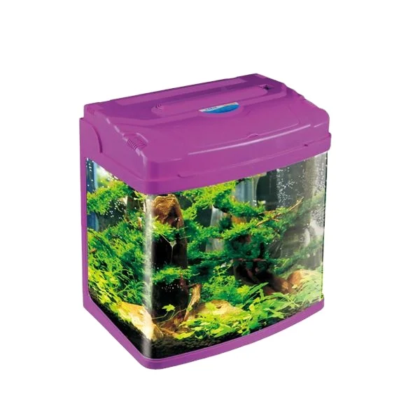 Mini Glass Betta Aquarium Kit, Desktop Fish Tank with 2x9W LED & 5W Filter, 8 Color Options for Office Home Décor, Starter Tank