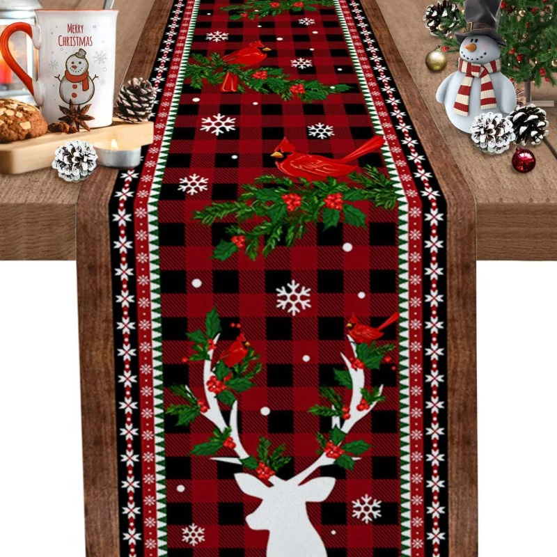 Hot selling cotton and linen Christmas table flag home dining room dining table indoor outdoor holiday decoration table cloth