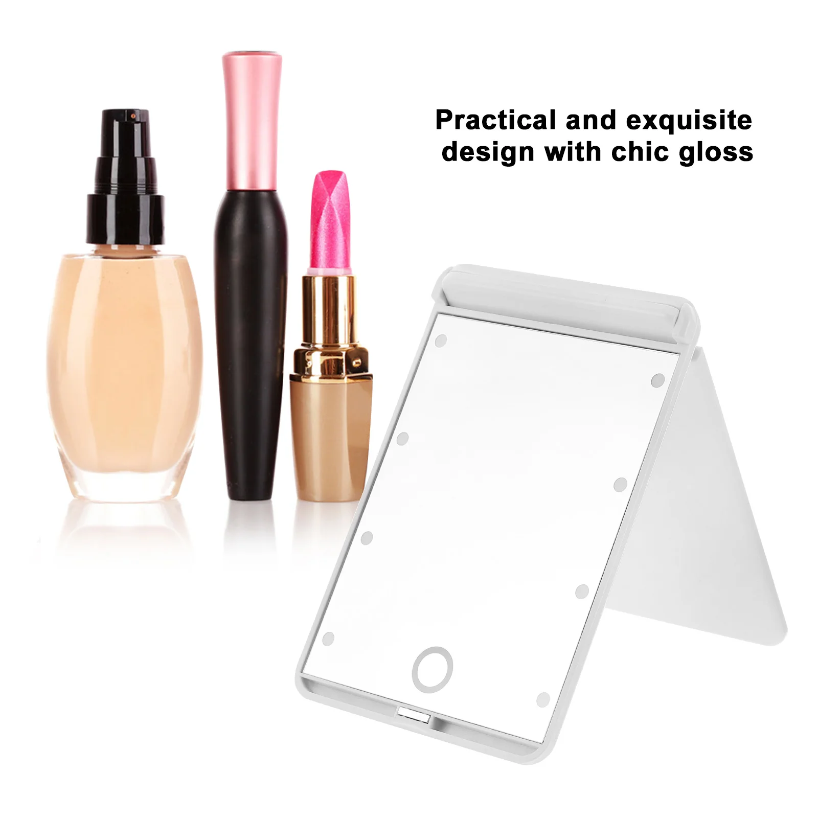 LED-Kosmetikspiegel klein für Geldbörse, Make-up, Mini-Licht, Mädchen, handgehalten, für den Außenbereich, zweiseitig