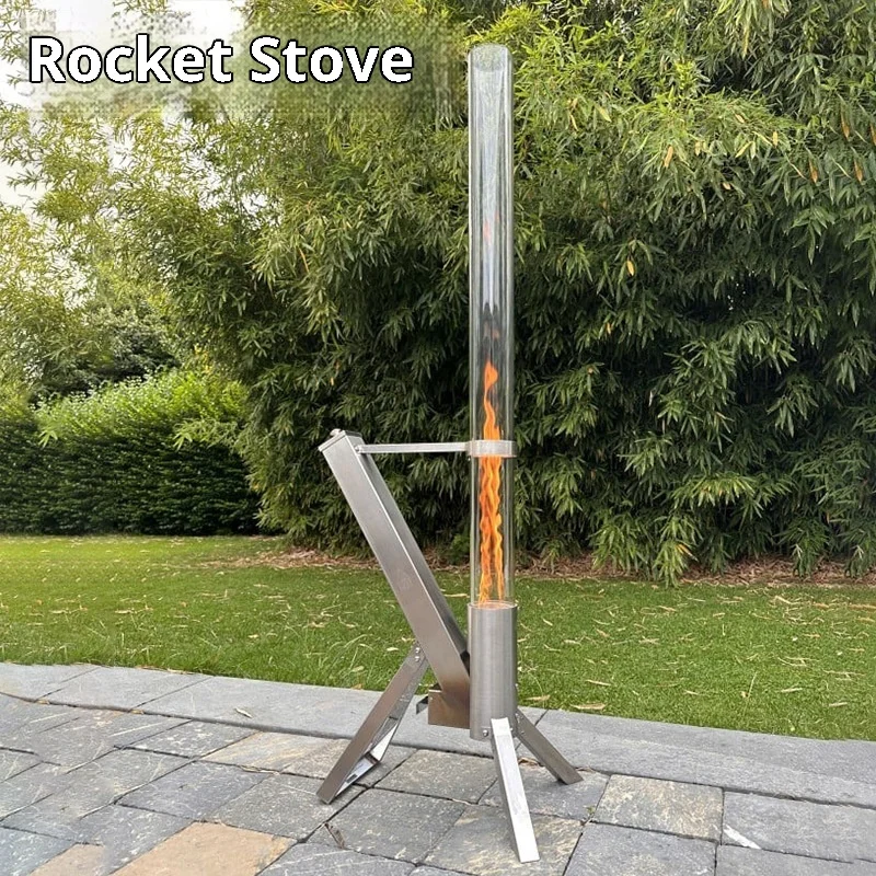 Round Stainless Steel Outdoor Pellet Stove Camping Garden Heating Wood Pellet Furnace