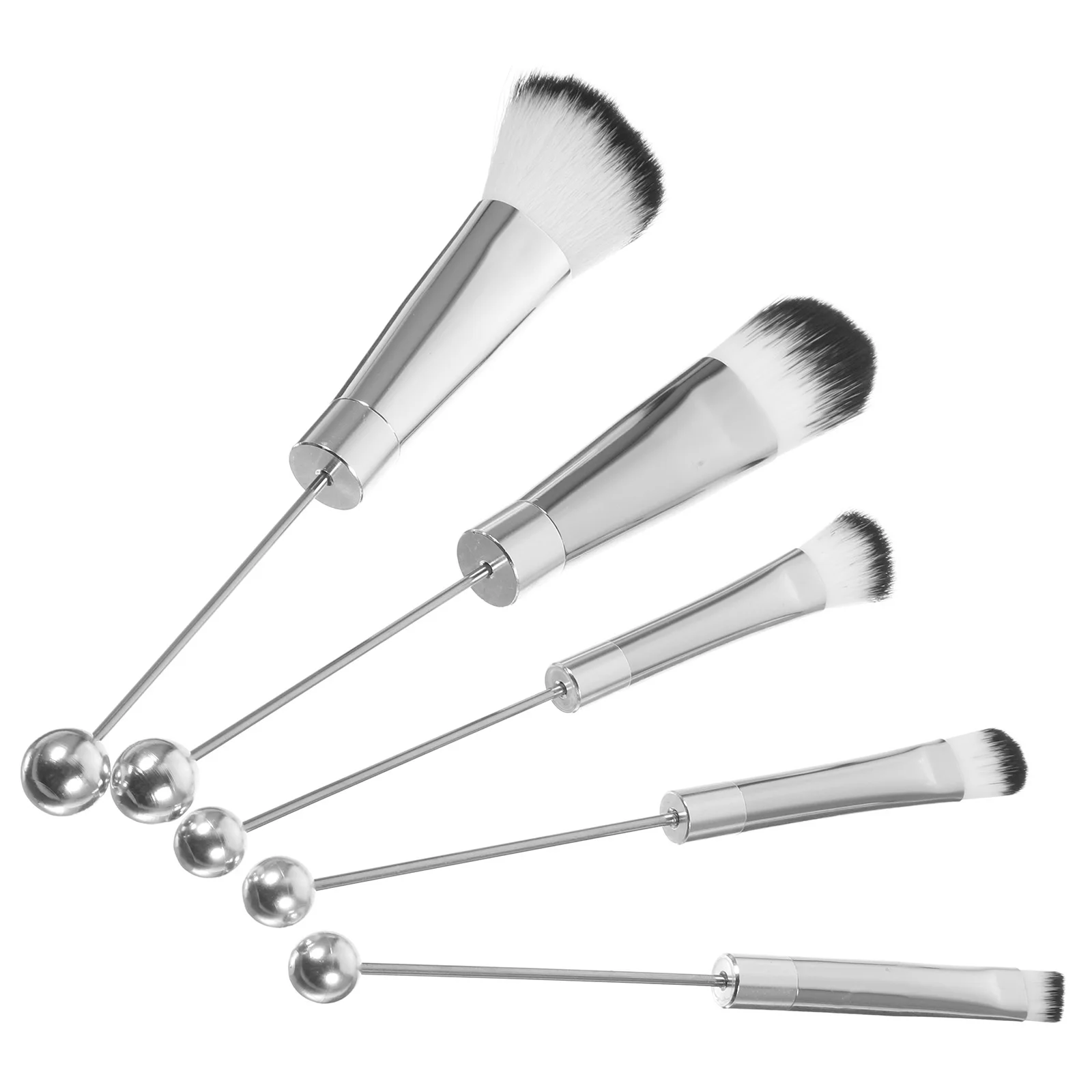 Set di pennelli per trucco da 5 pezzi, piccolo, leggero, facile da impugnare, manico in metallo, setole fini per tutti i tipi di pelle, kit di strumenti di bellezza per donna