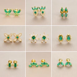 Butterfly Green Stud Earrings Women Stainless Steel Helix Tragus Piercing Earrings Wedding Engagement Aesthetic Jewerly aretes