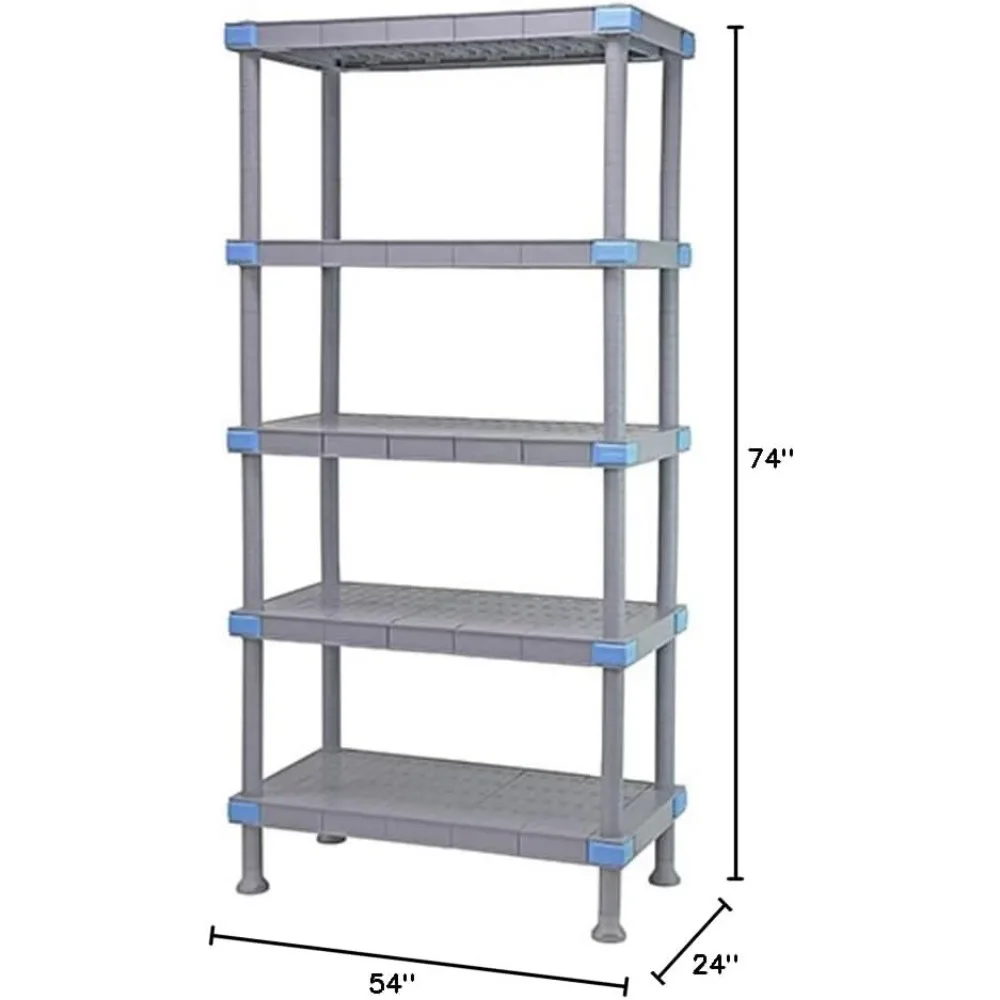 أنظمة التخزين الكمي QP183050VS-4 وحدة رفوف ميلينيا، 30 عرض × 18 عمق × 50 ارتفاع، سعة 2000 رطل، بولي بروبيلين/ABS، رمادي، NSF #4