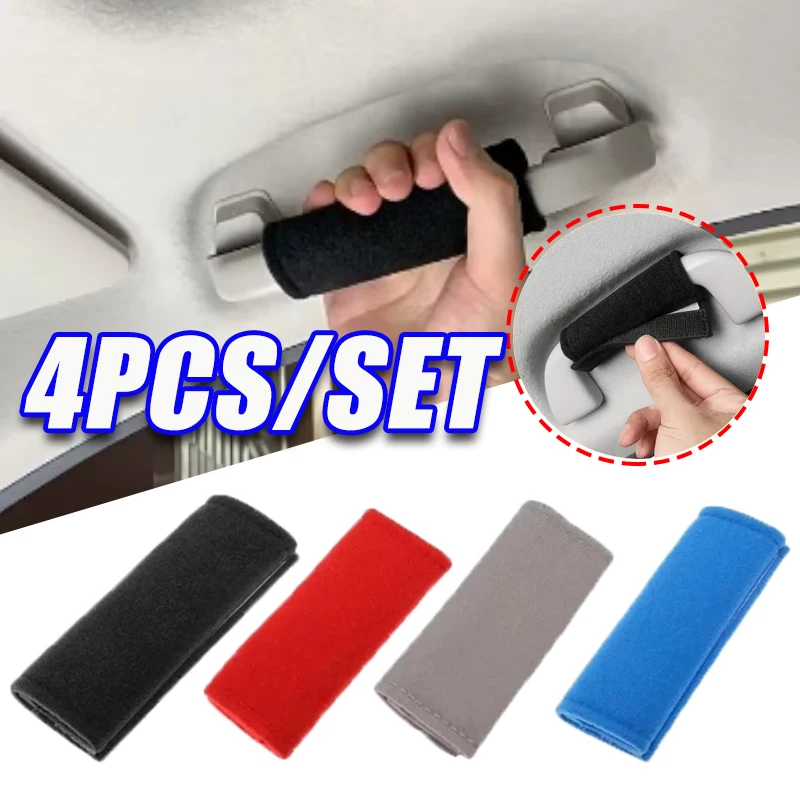 

4PCS Car Roof Puller Glove Indoor Roof Inner Handle Protector Soft Skin Friendly Velcro Installation Car Interior Accessories