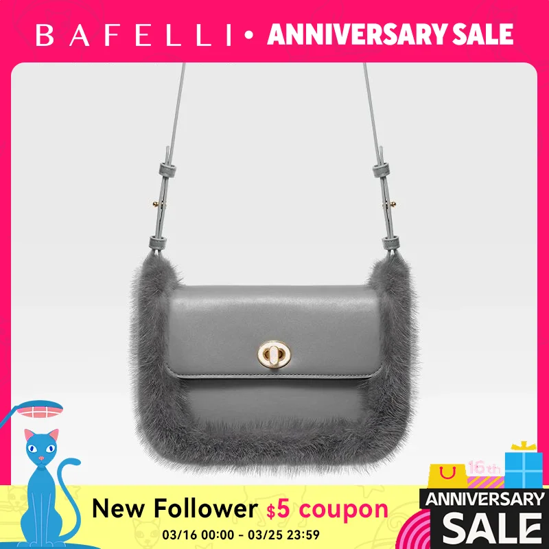 

BAFELLI 2025 NEW WOMEN'S BAGS FASHION TRENDING FUR GENUINE LEATHER LUXURY BRAND ORIGINAL DESIGNER CROSSBODY SHOULDER PURSE