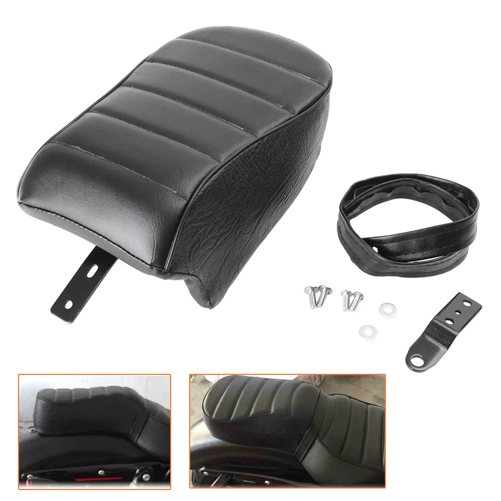 Motorcycle Rear Passenger Leather Seat Cushion Pillow Pillion Pad w/ Bracket for Harley Davidson Sportster Iron XL 883 2016 2017