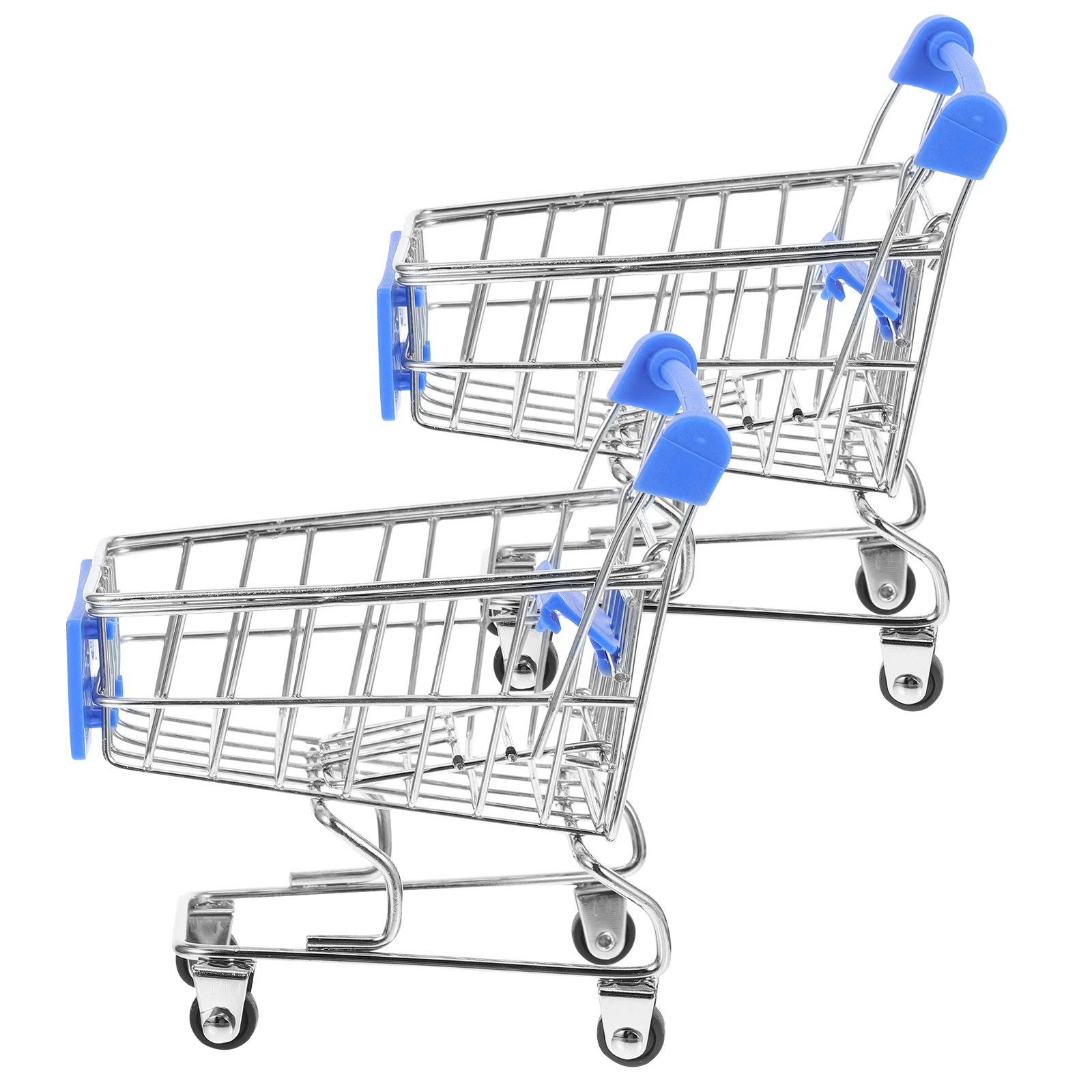 

2 Pcs Mini Supermarket Shopping Cart Kids Trolley Toy Miniature Baskets Plastic Metal Toddler