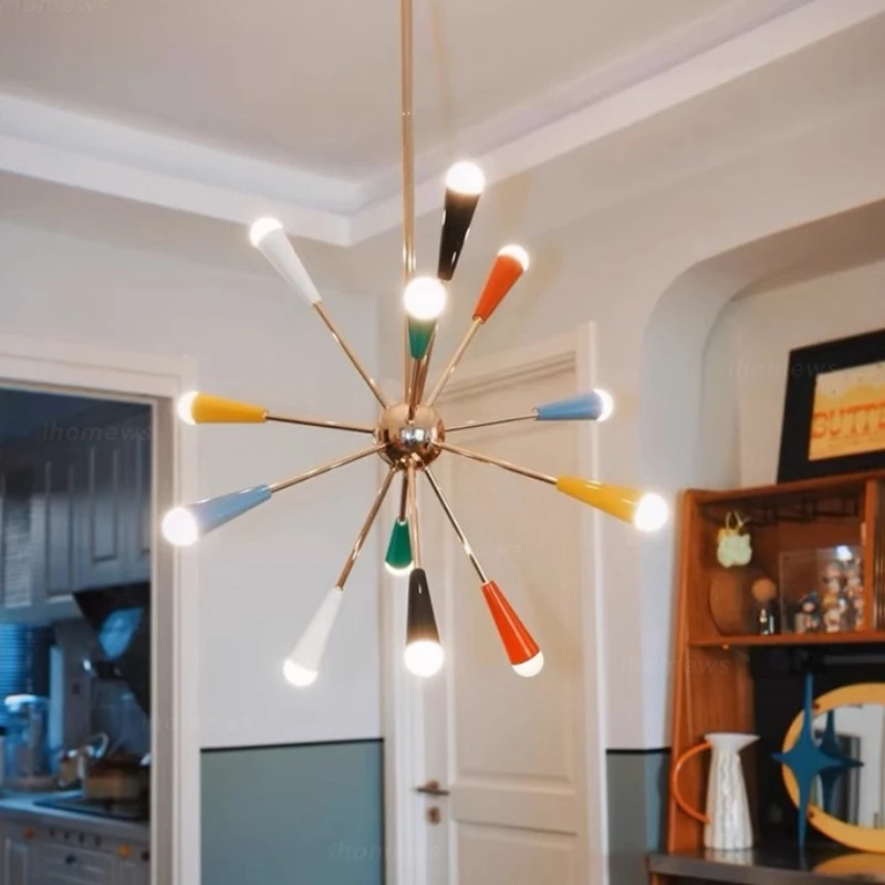 Memphis Colorful Copper Ceiling Chandeliers LED Lights Restaurant Living Room Pendant Lamps Indoor Lighting Fixture Coffee Shop