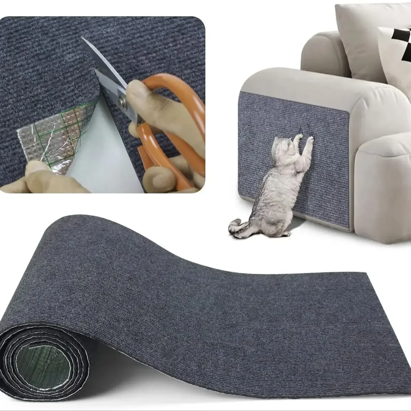 Selbstklebende zuschneidbare Katzenkratzmatte, Katzenkratzer, Sofaband, Kratzbaum, Teppich, Katzen, Kratzbrett, Katzenzubehör