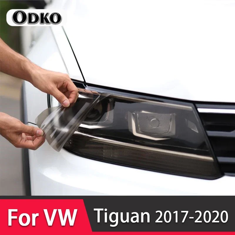 

Car Headlight Protective Film Headlamp Transparent Black TPU Sticker For Volkswagen VW Tiguan 2017 2018 2019 2020 Accessories