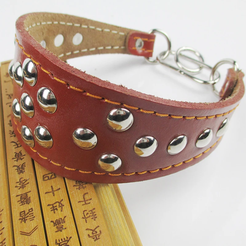 Hot Popular Greyhound Collar Dog Training Collars Necklace with Studded Cow Leather Collar for Small Dogs Puppy Dog Accessories