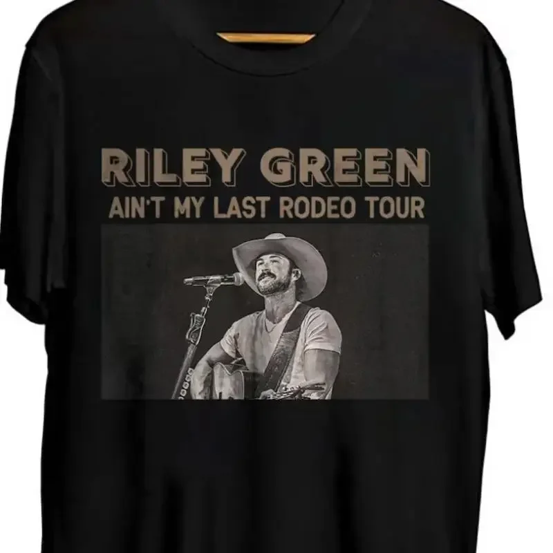 Vtg Riley Green In Tour Concert Cotton Full Size Black T Shirt