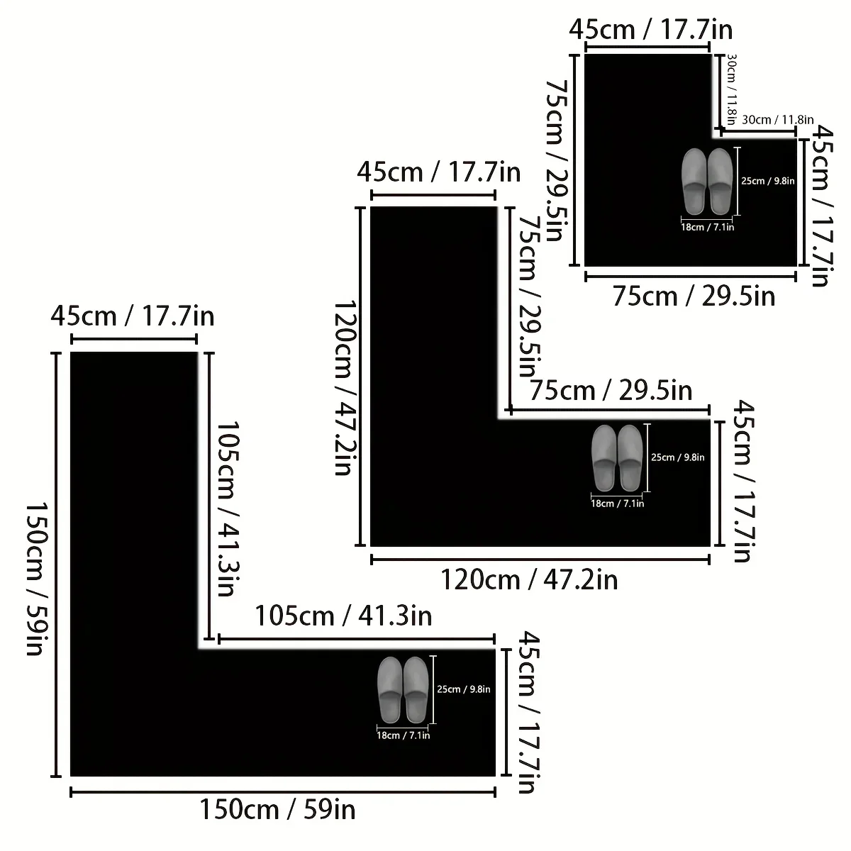 Kitchen diatomaceous earth non-slip floor mat L-shaped restaurant absorbent mat bathroom mat simple home doormat