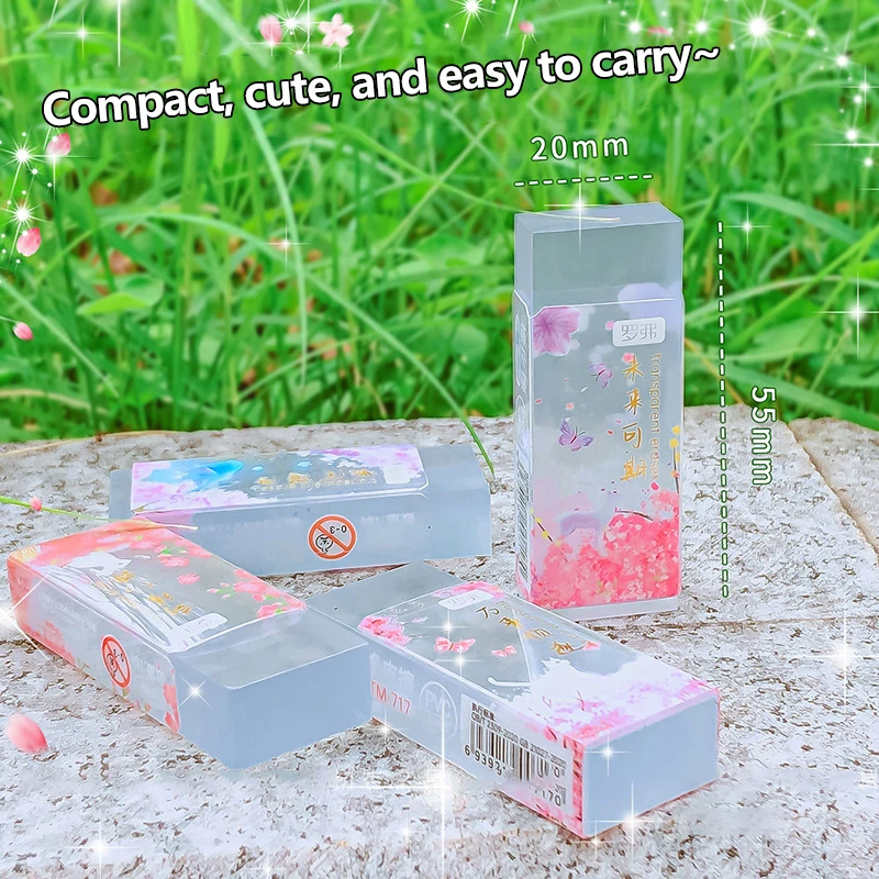 Gomas de borrar transparentes de goma para niños, artículos de papelería de estética Kawaii, regalo creativo para profesores y estudiantes, suministros escolares