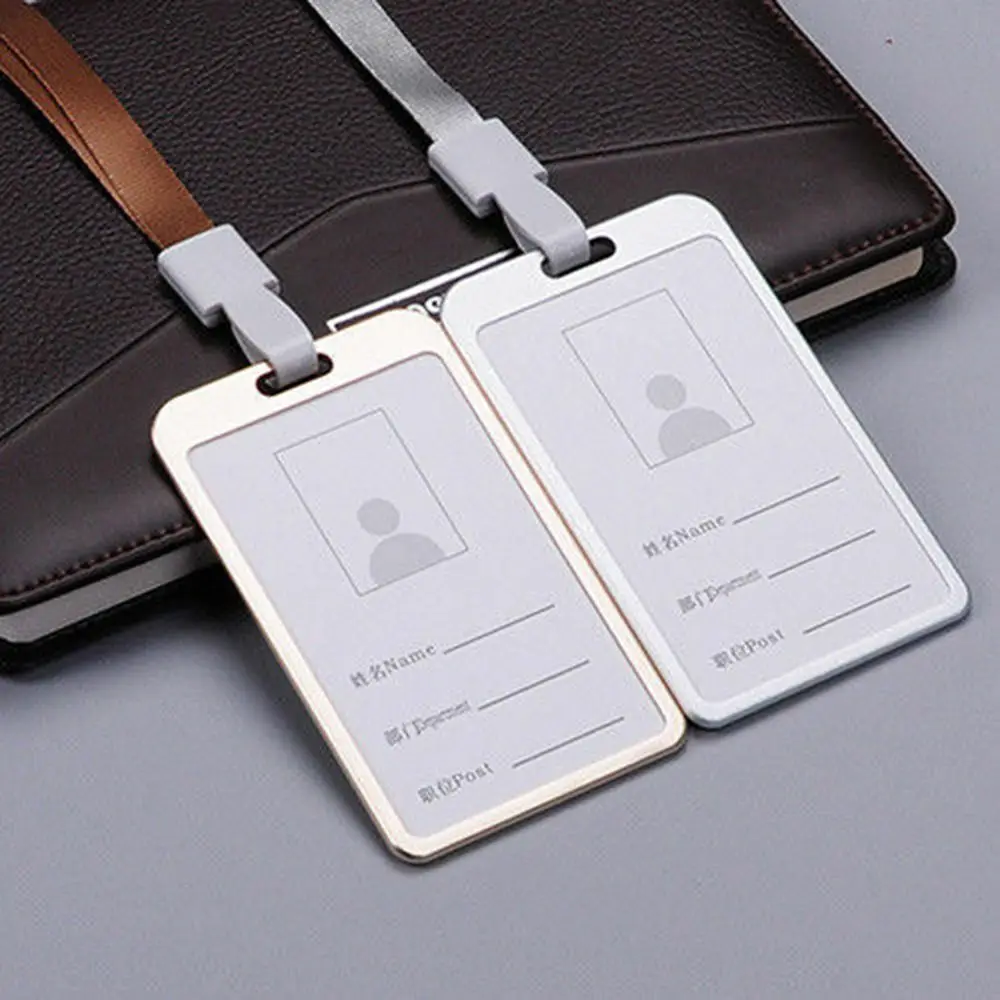 Office Supplies Name Credit Certificate Identity Cover Security Metal Case Work Badge Pass Tag with Lanyard ID Card Holder