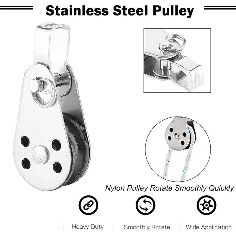 【A87T】SUS316 リフティングロードプーリーブロックホイールシングルプーリー屋外ステンレス鋼強力プーリー 4 個