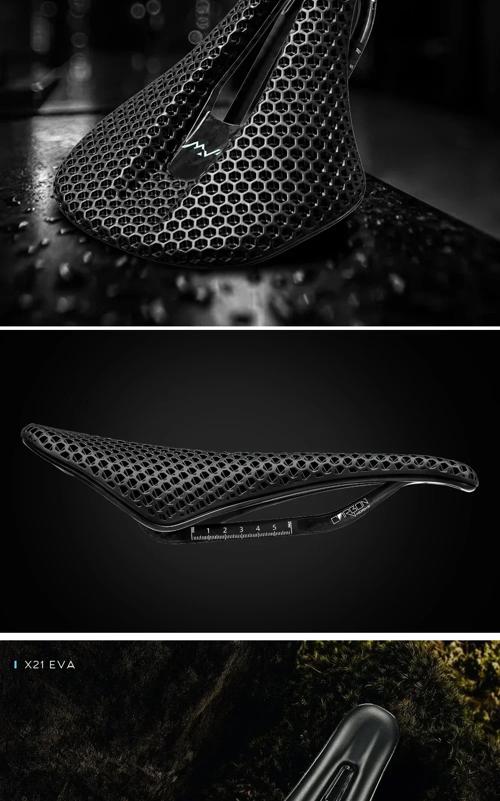 RYET X21 Vollcarbon-Fahrradsattel, 3D-gedruckt, 120-175g, ultraleichter, hochelastischer Schaumstoff, 7x9mm Schienen, Ausschnitt 240x140mm, für Rennrad, MTB, Gravel – Detail 15