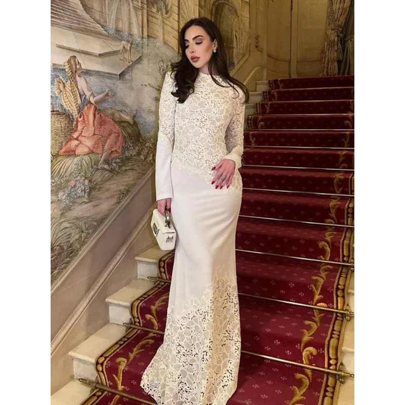 

Celebrity Style Lace Embroidery Dress 2025 New Arrival O Neck Sequin Long Sleeves Silm Bodycon Party Dress Prom Women Autumn